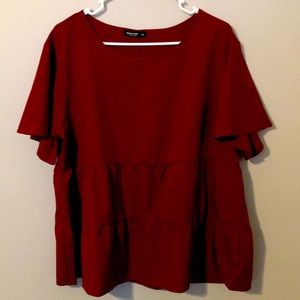 Burgundy shein flowy bottom shirt Size XL